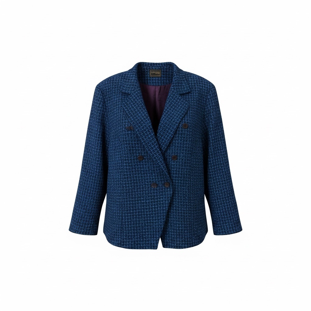Vintage Louben Petites Elegant Blue Boucle Wool Blend Blazer XL or XXL 80s 90s